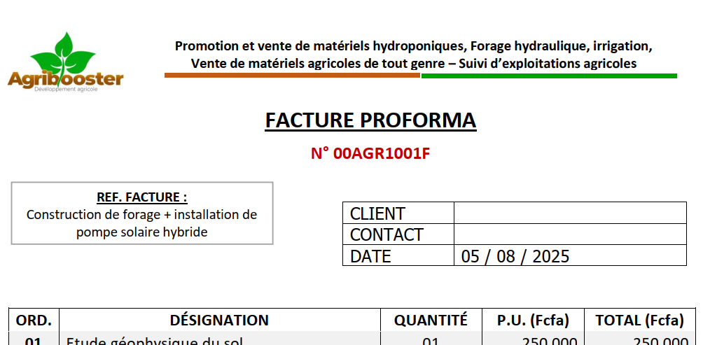 Devis forage + Installation de panneaux solaires
